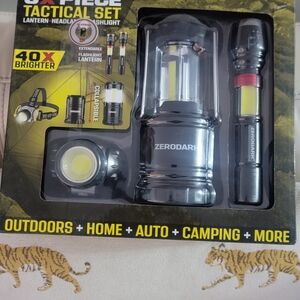 6-Piece Tactical Set - Black Camping Lantern & Flashlight Kit